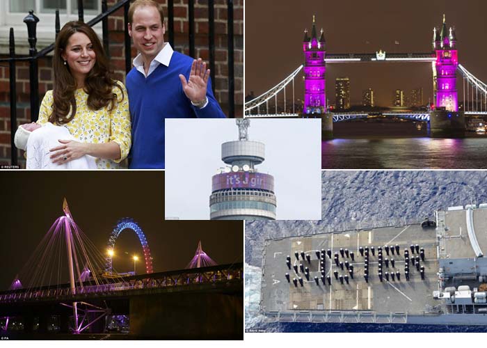 London Rayakan Kelahiran Cucu Ratu Elizabeth II dengan Cahaya Pink